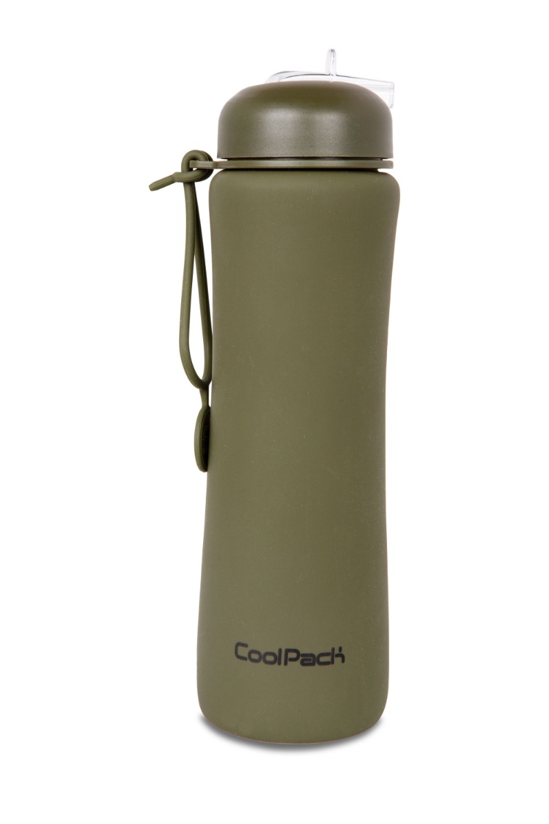 Сгъваема силиконова бутилка COOLPACK – PUMP – rpet OLIVE
