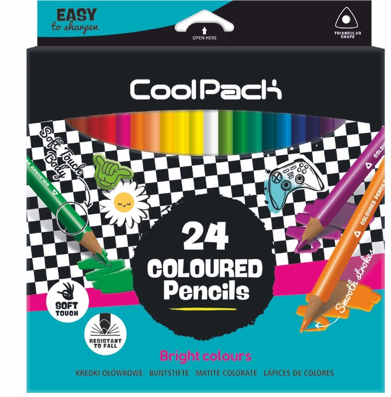 Цветни моливи триъгълни 24 цв. COOLPACK Kids